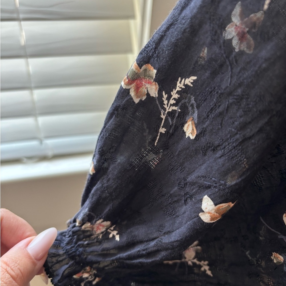 Joie Floral Midi Dress S Navy Boho Wedding Guest Dress NWOT - Picture 11 of 12